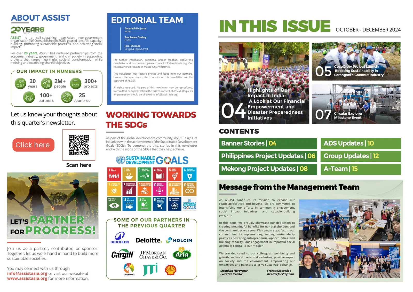 ASSIST Now contents and editorial team crediting Gwyneth De Jesus, Writer