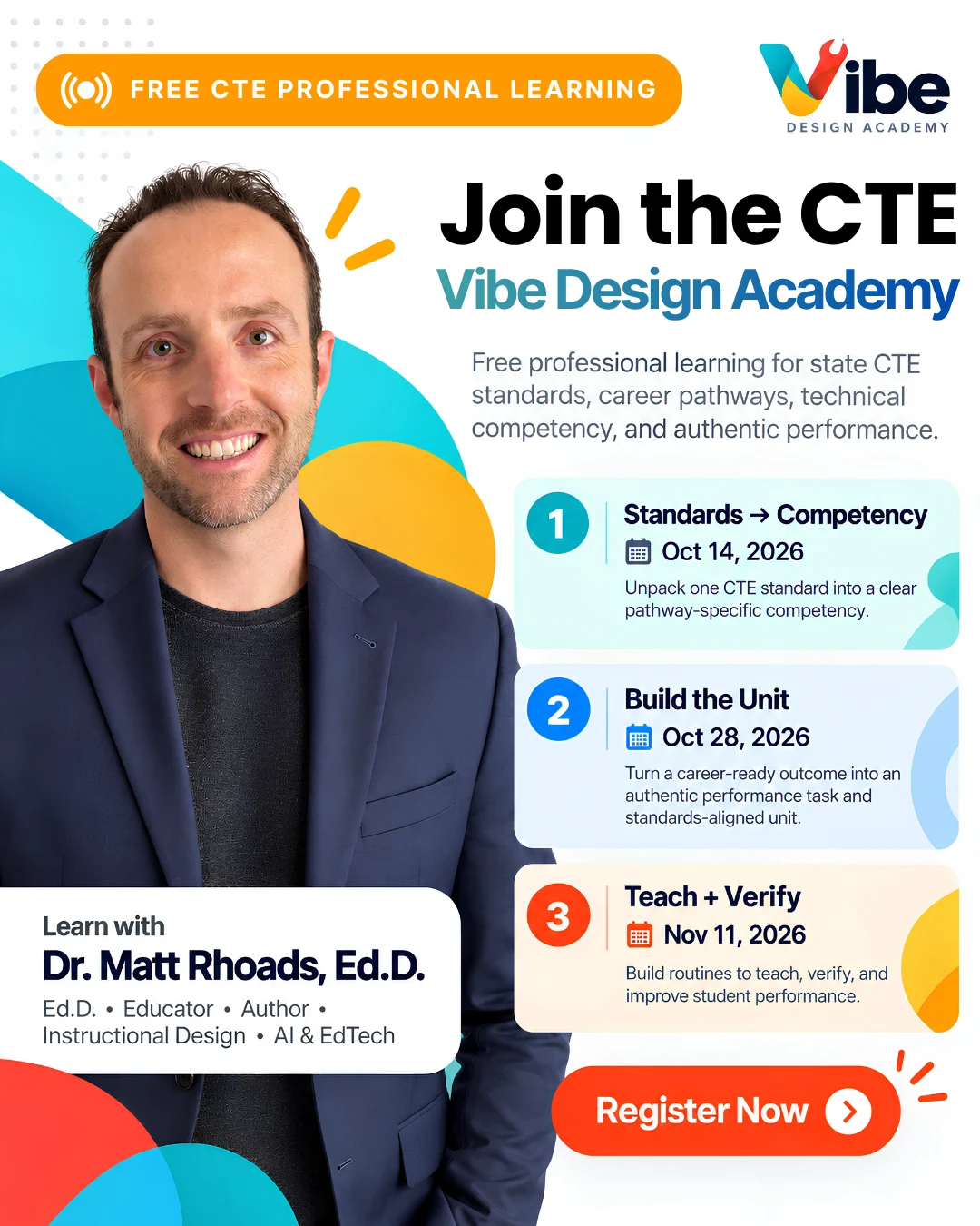 Join the CTE Vibe Design Academy webinar series ad