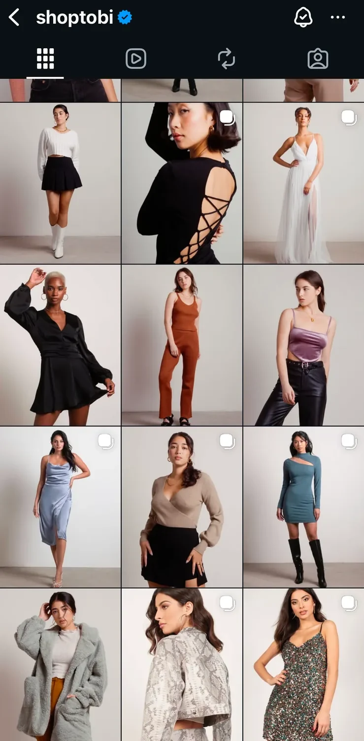 Tobi Instagram feed before the redesign