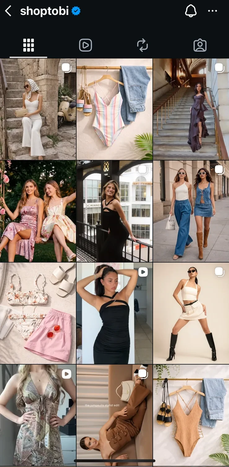 Tobi Instagram feed after the redesign
