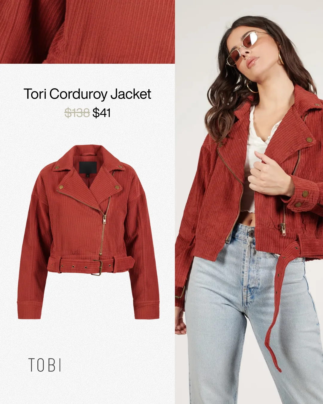 Tobi social post: corduroy jacket