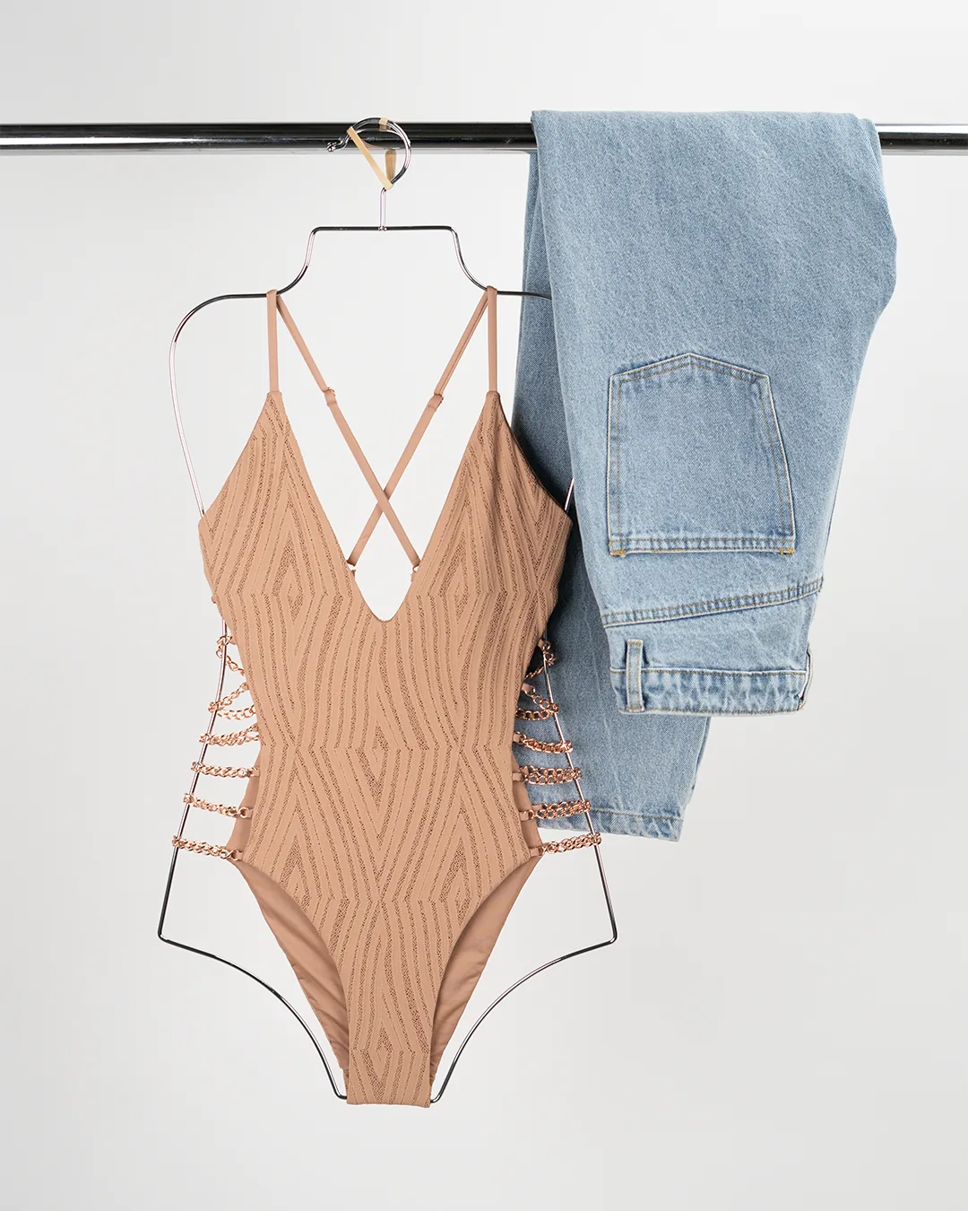 Studio shot of a swimsuit on a hanger